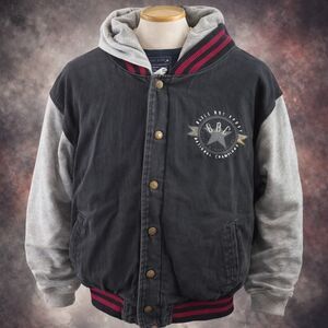 VTG Bugle Boy Hoodie Logo Grunge Varsity Hooded Jacket Coat Medium M